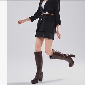 Nine West Elegant Women’s Brown Leather Knee-High Boots